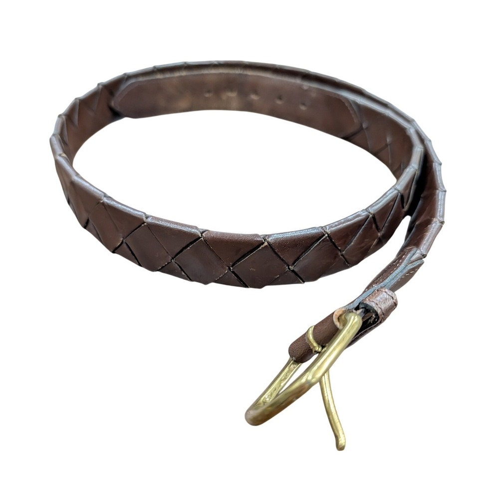 Coach Men's Vintage Brown Woven Leather Belt Brass Buckle 40 100 Turkey 5925